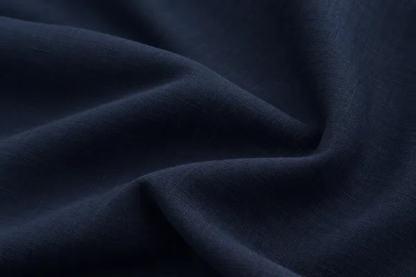 Chemise Viscolinho Manga Longa, cor Azul-marinho, tecido de perto