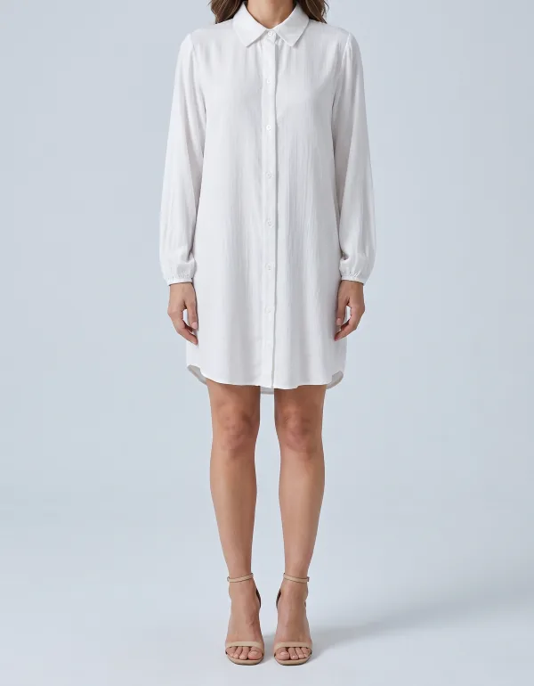 Chemise Viscolinho Manga Longa, cor Branca, vista de frente