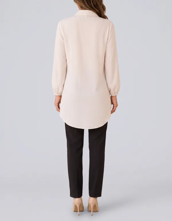 Chemise Viscolinho Manga Longa, cor Off-white, vista de costas